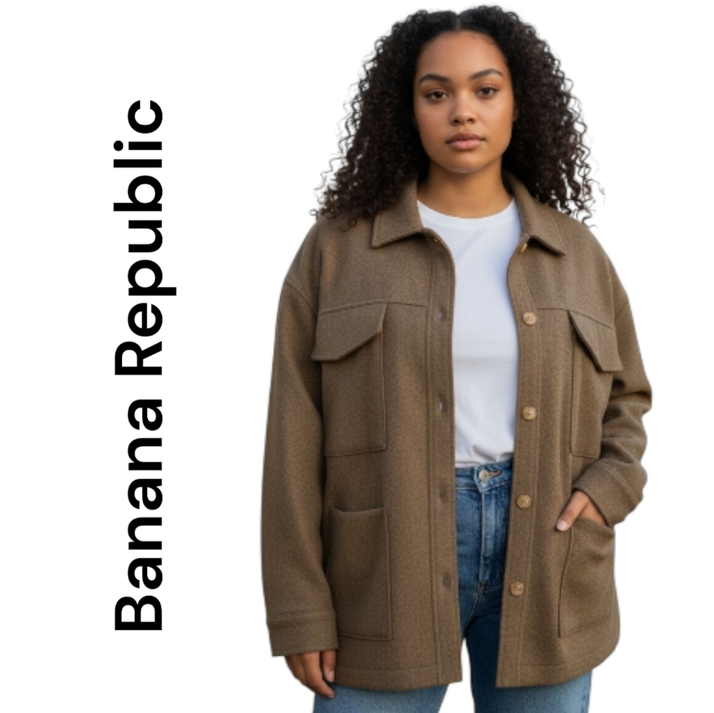 Women's | Banana Republic | Utility Jacket Shacket Classic Collar | Brown | XL